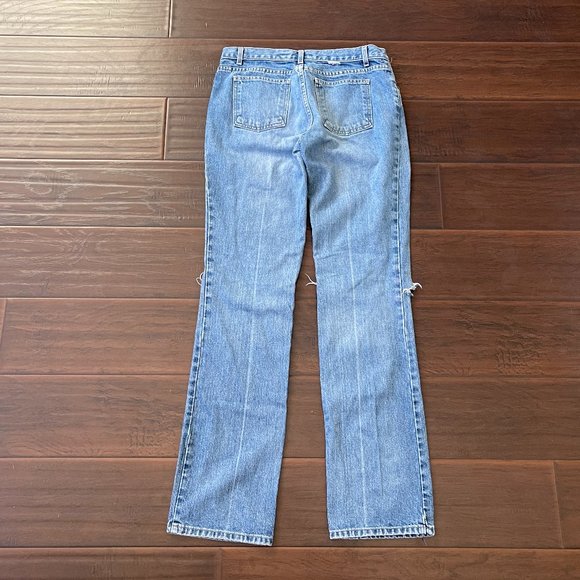 VTG Y2K Marc Jacobs Distressed Tattoo Spider Web Printed Blue Denim Jeans Sz 8 - Picture 2 of 12